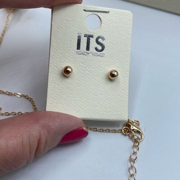 NWT ITS Sense necklace Y drop with earrings rose gold - Picture 7 of 8